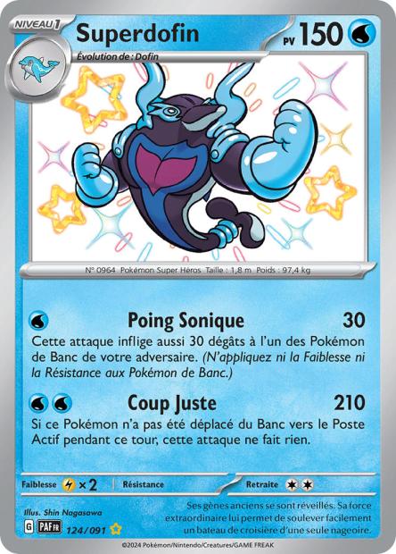 Carte Pokémon Ultra Rare Shiny Déstinées de Padea EV4.5 Superdofin 124/91