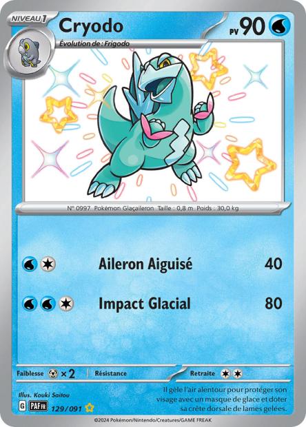 Carte Pokémon Ultra Rare Shiny Déstinées de Padea EV4.5 Cryodo 129/91