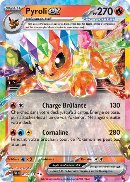 Carte Pokémon Ultra Rare Évolutions Prismatiques EV8.5 Pyroli EX 014/131