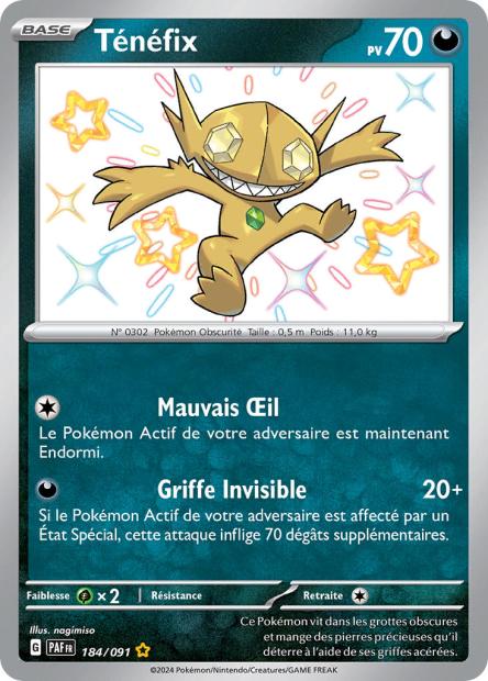 Carte Pokémon Ultra Rare Shiny Déstinées de Padea EV4.5 Ténéfix 184/91