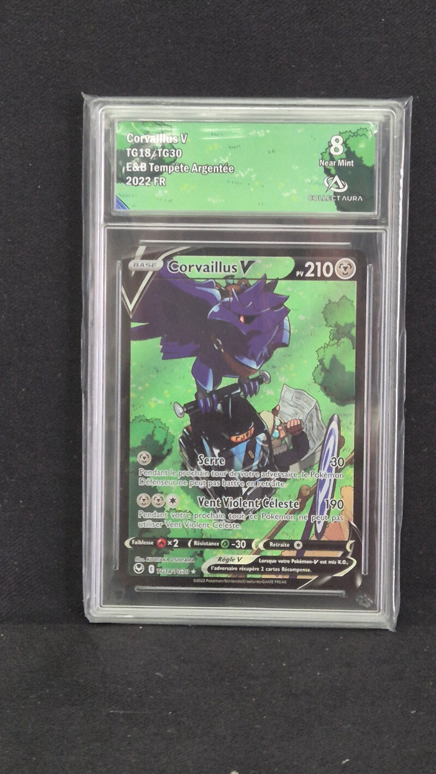 Carte Pokémon Gradée Collect Aura Tempête Argentée Corvaillus V TG18