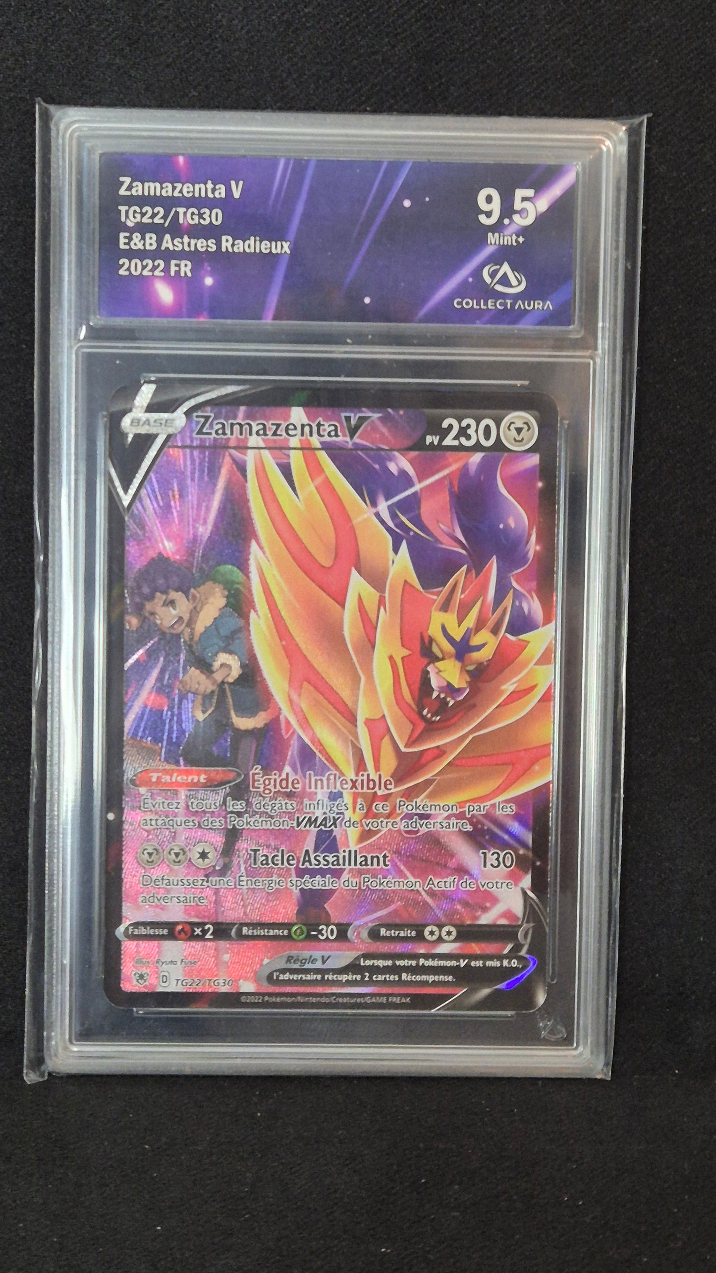 Carte Pokémon Gradée Collect Aura Astres Radieux Zamazenta V TG22 9.5