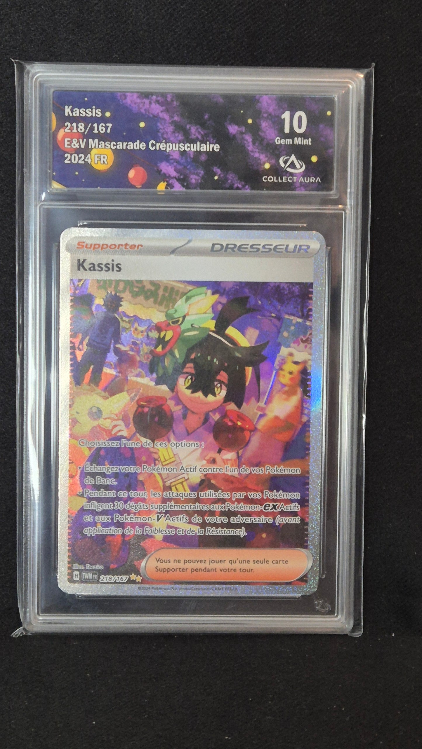 Carte Pokémon Gradée Collect Aura Mascarade Crépusculaire - SAR Kassis 218/167 10