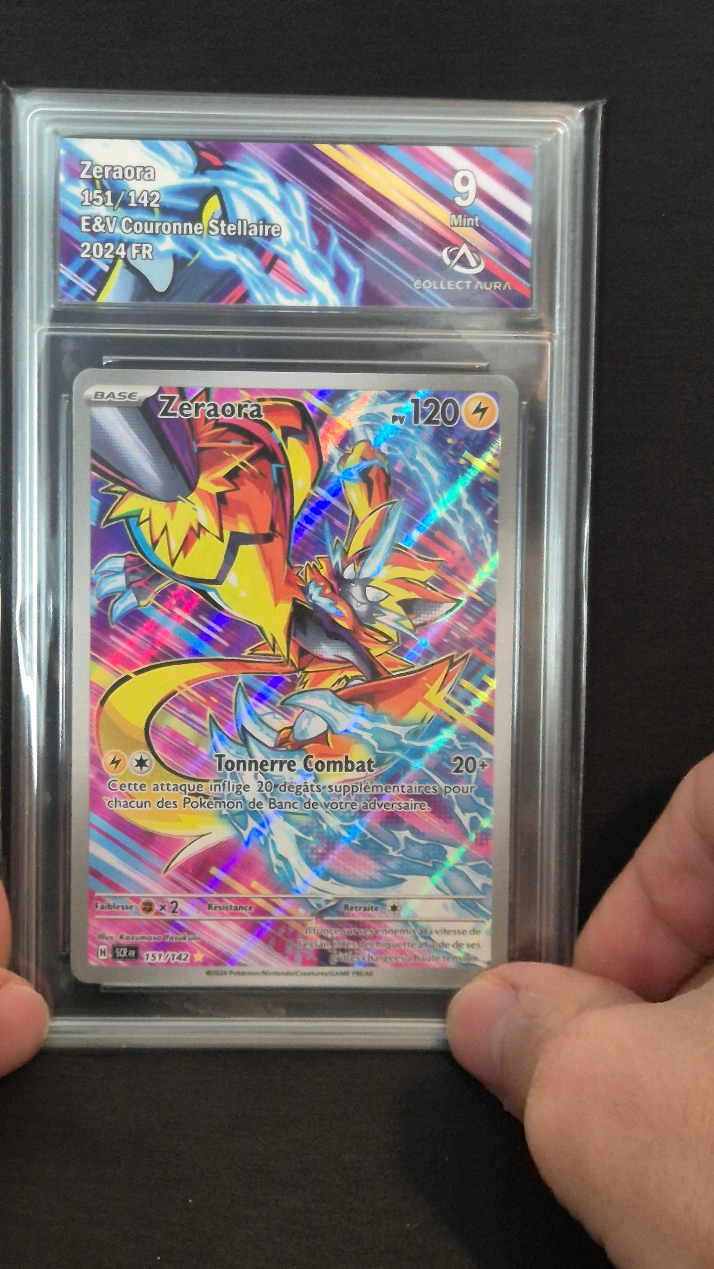 Carte Pokémon Gradée Collect Aura - AR Couronne Stellaire Zeraora 151/142 9