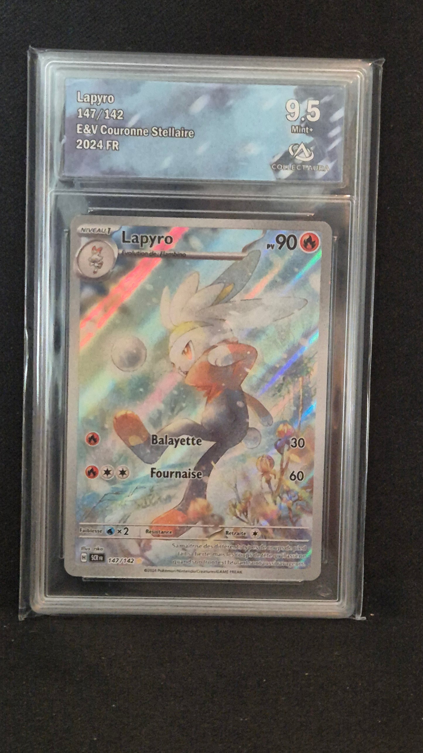 Carte Pokémon Gradée Collect Aura - AR Lapyro 9,5 147/142