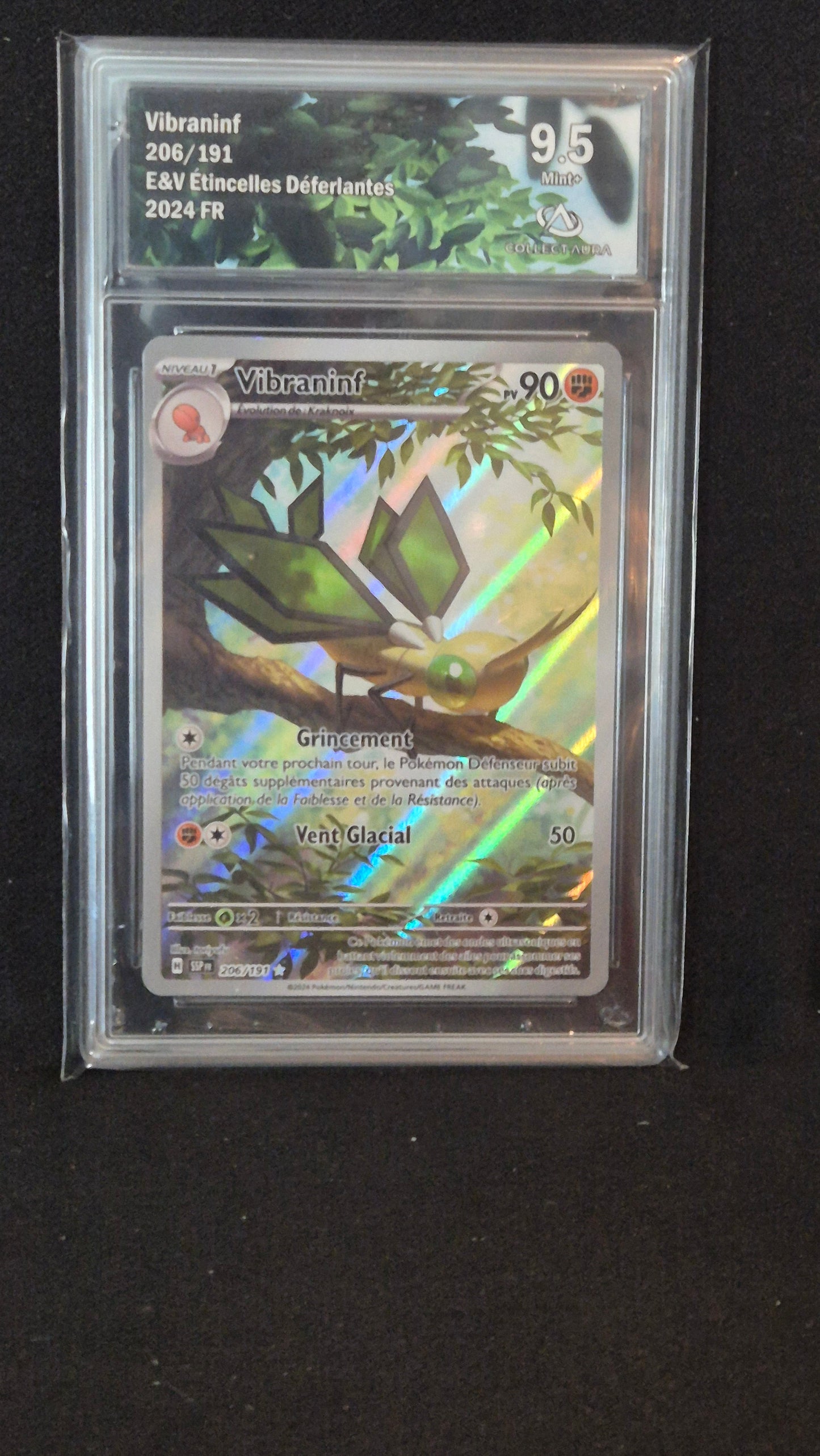 Carte Pokémon Gradée Collect Aura Etincelles Déferlantes EV8 AR Vibranif 206/191 9.5