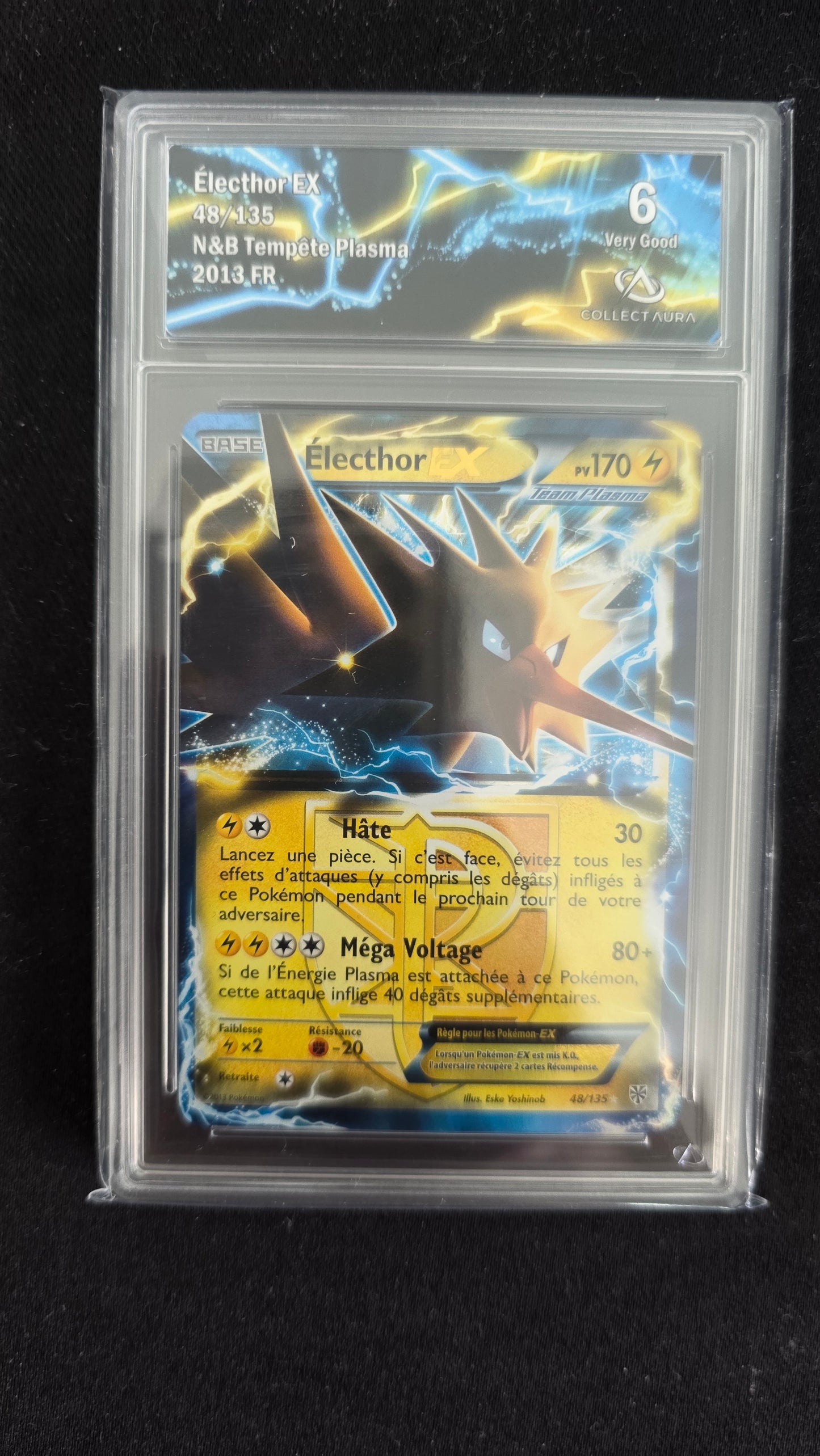 Carte Pokémon Gradée Collect Aura Noir et Blanc Tempête Plasma Électhor EX 48/135 6