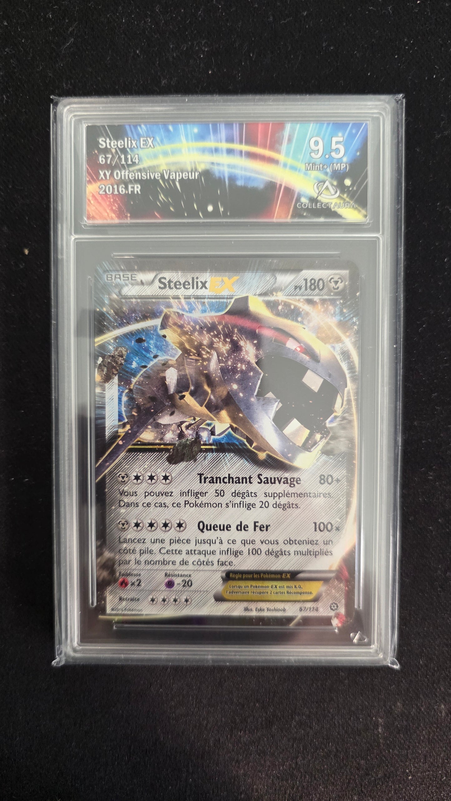 Carte Pokémon Gradée Collect Aura XY Offesnive Vapeur Steelix EX 67/114 9.5