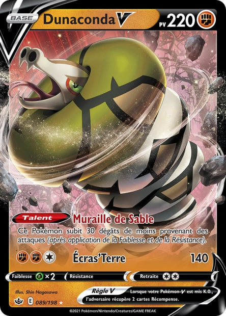 Carte Pokémon Ultra Rare Règne de Glace EB6 - Dunaconda V 89/198