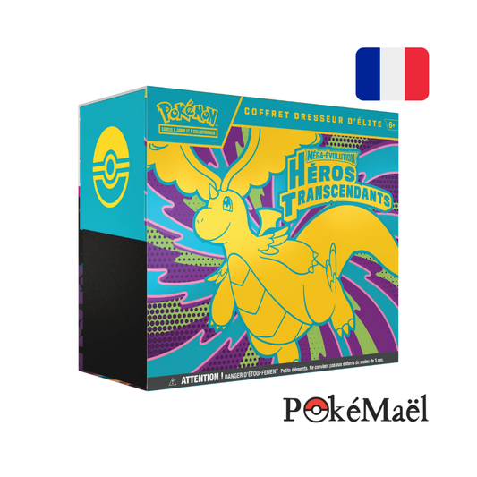 ETB / Coffret Dresseur d’Élite – Héros Transcendants ME2.5 (FR) SCELLÉ AVEC DÉFAUT D'ORIGINE DANS LE SCELLÉ