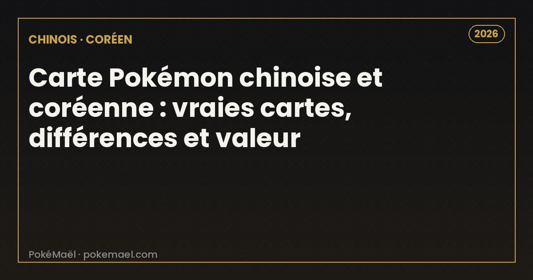 Carte Pokémon chinoise et coréenne 2026 : différences et valeur