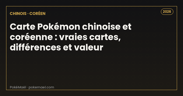 Carte Pokémon chinoise et coréenne en 2026 : vraies cartes, différences et valeur