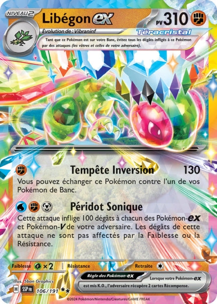 Carte Pokémon Ultra Rare Etincelles Déferlantes EV8 - Téracristal EX Libégon 106/191