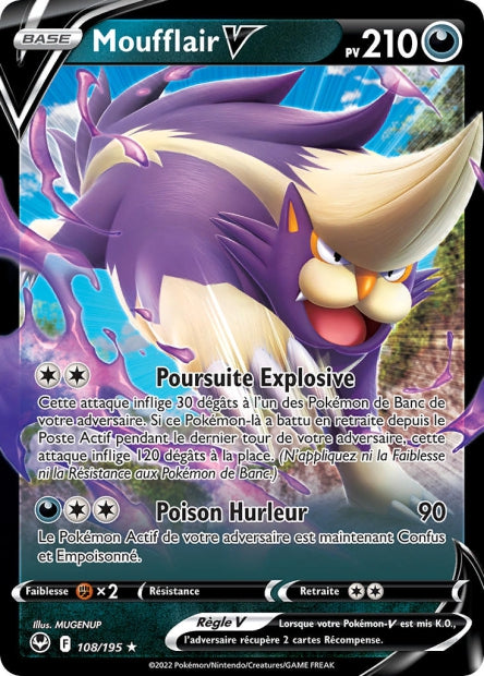 Carte Pokémon Ultra Rare Tempête Argentée EB12 - Moufflair V 108/195