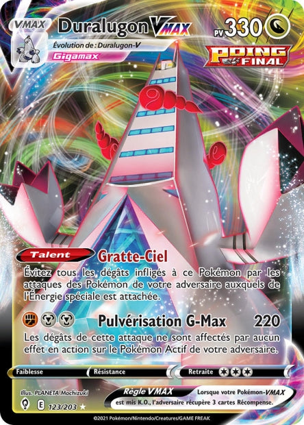 Carte Pokémon Ultra Rare Évolution Céleste EB7 - Duralugon-VMAX 123/203