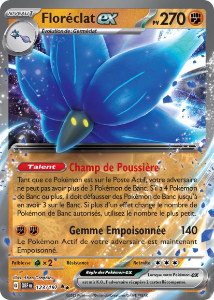 Carte Pokémon Ultra Rare Flammes Obsidiennes EV3 - Floréclat EX 123/197