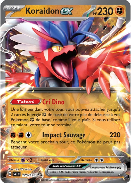 Carte Pokémon Ultra Rare Écarlate et Violet EV1 - EX Koraidon 125/198