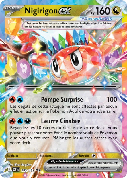 Carte Pokémon Ultra Rare Etincelles Déferlantes EV8 - Téracristal EX Nigrigon 142/191