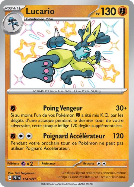 Carte Pokémon Ultra Rare Shiny Déstinées de Padea EV4.5 Lucario 174/91