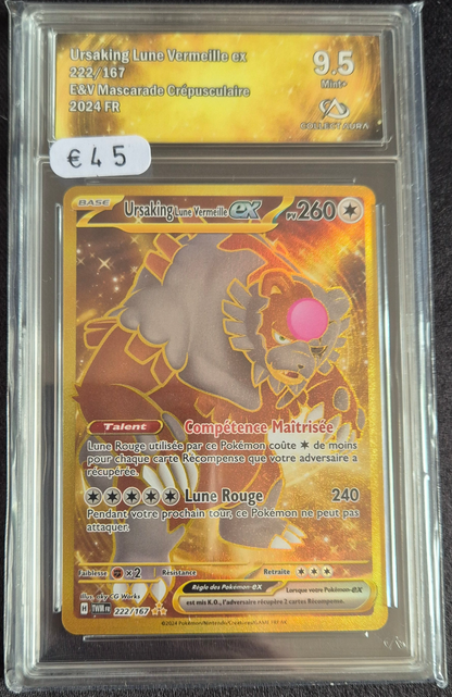 Carte Pokémon Gradée Collect Aura - Gold Ursaking Lune-Vermeille 9.5 222/167