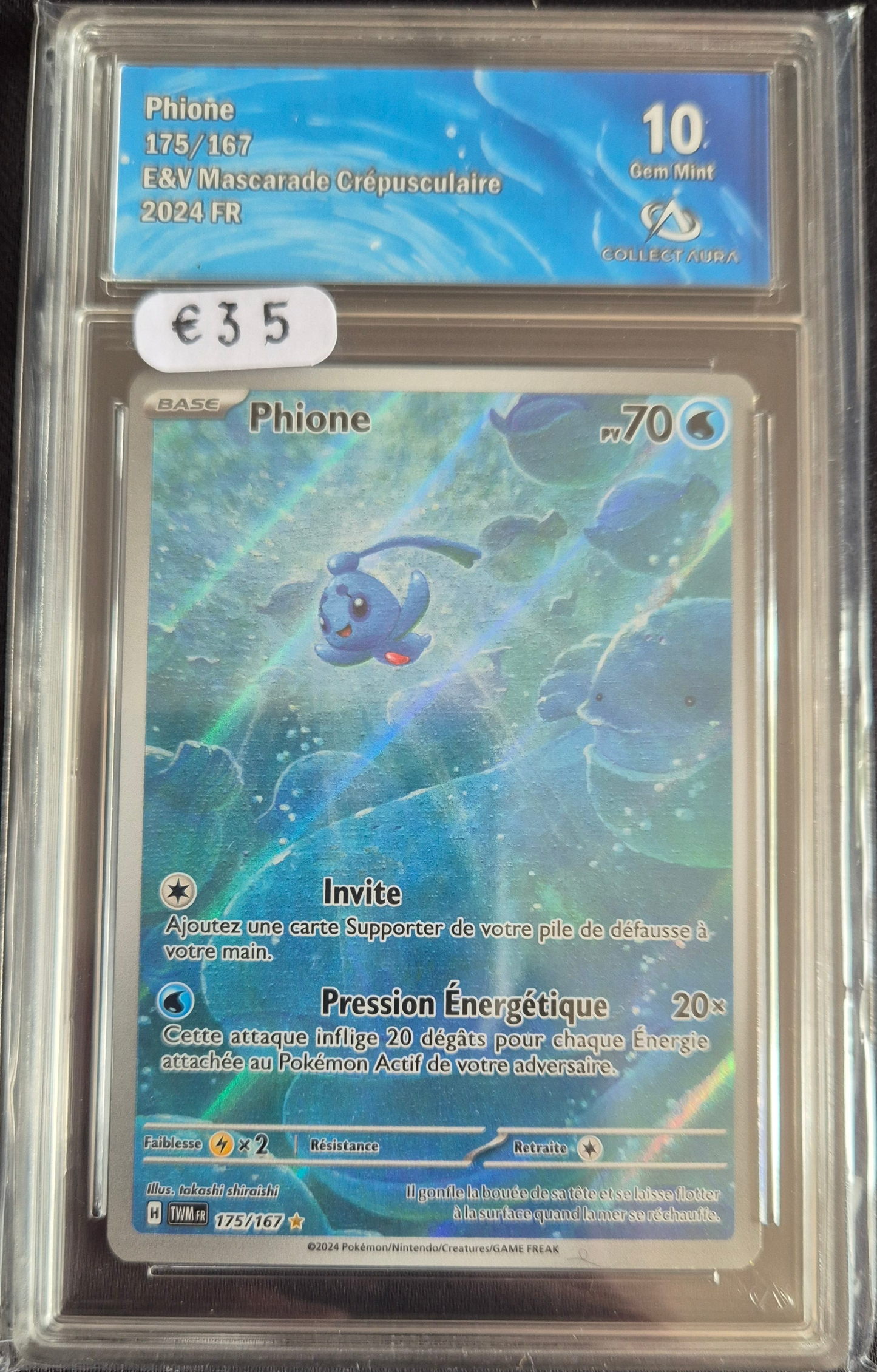 Carte Pokémon Gradée Collect Aura Phione 10