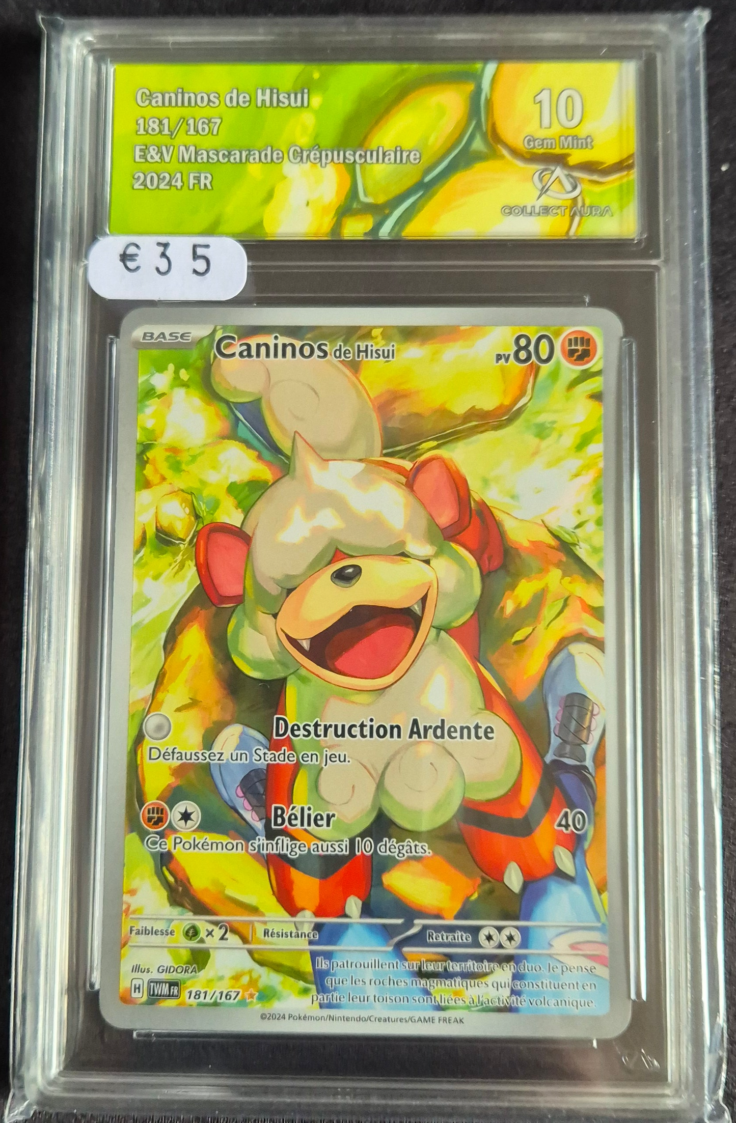 Carte Pokémon Gradée Collect Aura - Caninos 10