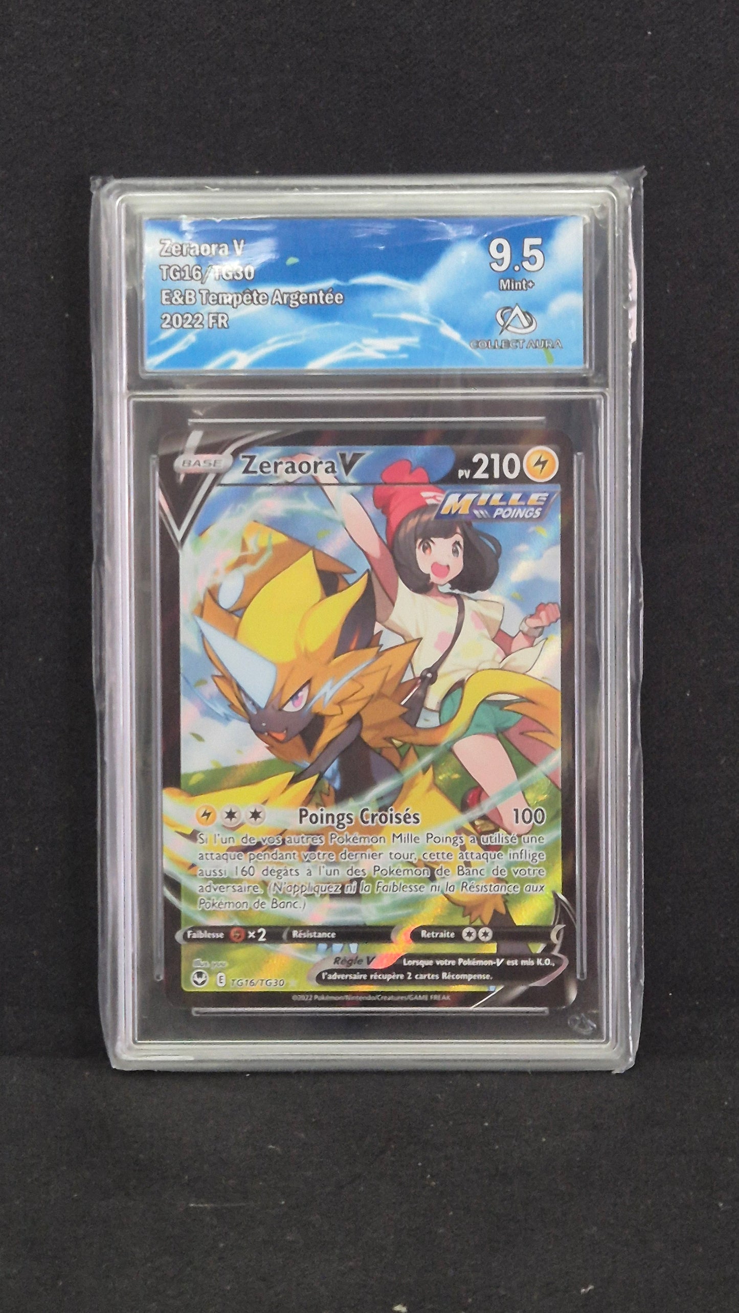 Carte Pokémon Gradée Collect Aura Tempête Argentée Zeraora V TG16