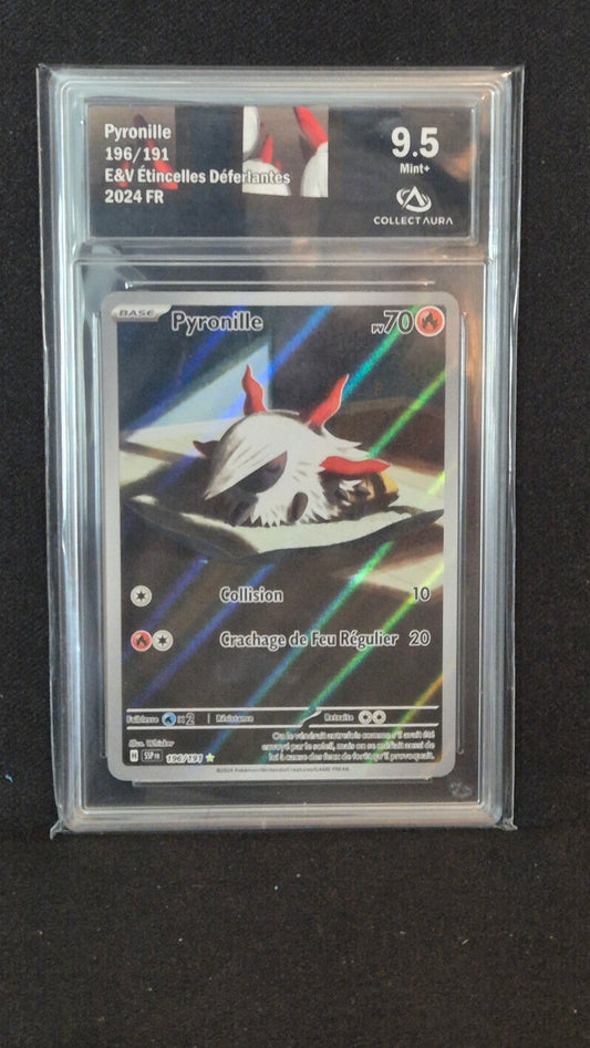 Carte Pokémon Gradée Collect Aura Etincelles Déferlantes EV8  AR Pyronille 196/191 9.5