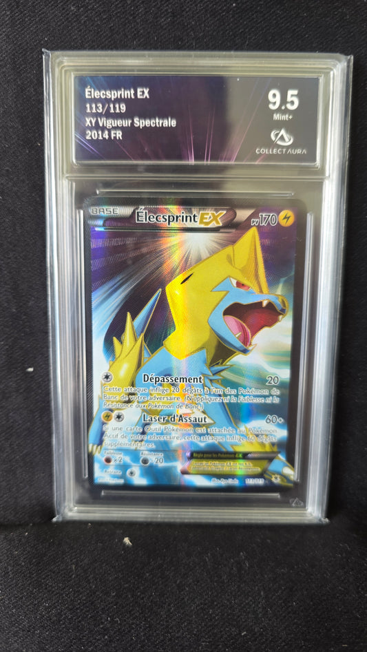 Carte Pokémon Gradée Collect Aura Élecsprint EX Full Art 113/119 XY Vigueur Spectrale 9.5