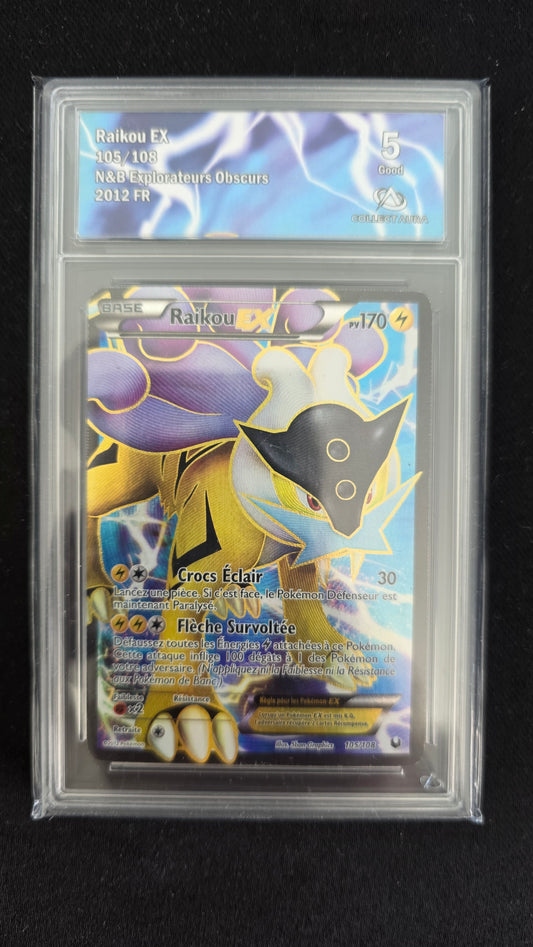 Carte Pokémon Gradée Collect Aura Noir et Blanc Explorateur Obscurs Raikou EX Full Art 105/108 5