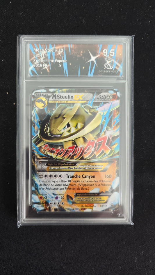 Carte Pokémon Gradée Collect Aura XY Offesnive Vapeur Mega Steelix EX 68/114 9.5