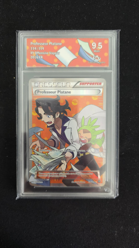 Carte Pokémon Gradée Collect Aura XY Offesnive Vapeur Professeur Platane 114/114 9.5