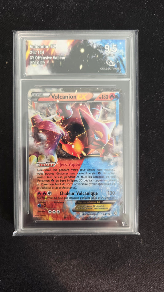 Carte Pokémon Gradée Collect Aura XY Offesnive Vapeur Volcaion EX 26/114 9.5