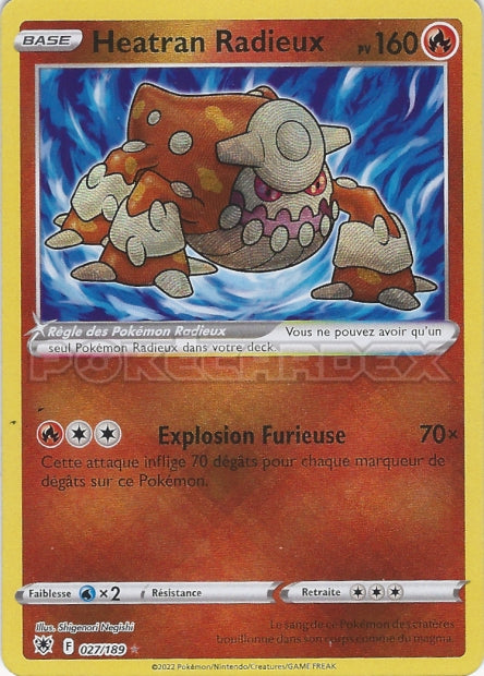 Carte Pokémon Ultra Rare Astres radieux EB10 - Heatran Radieux 27/189