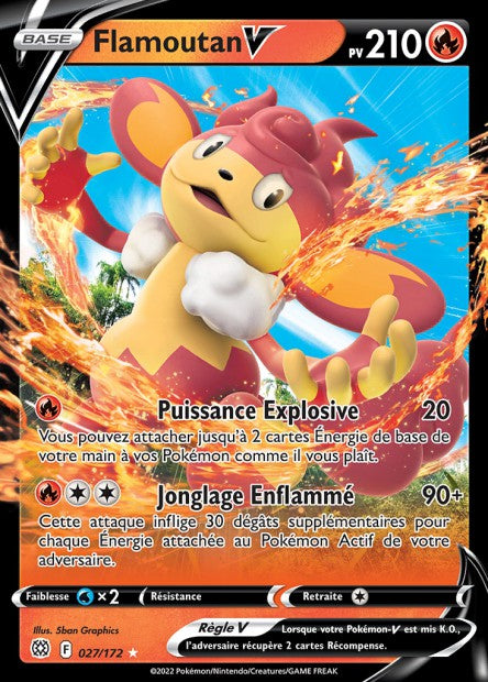 Carte Pokémon Ultra Rare Stars Étincellantes EB9 - Flamoutan V 22/172