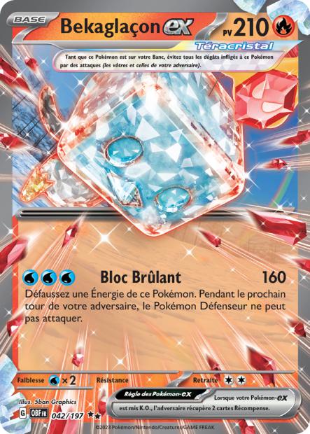 Carte Pokémon Ultra Rare Flammes Obsidiennes EV3 - Bekaglacon EX 42/197