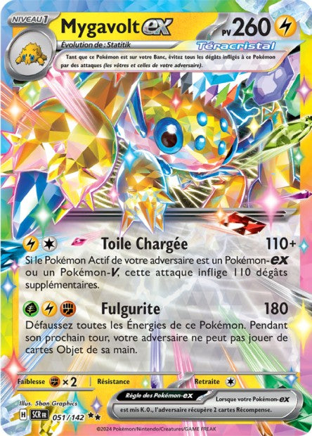 Carte Pokémon Ultra Rare Mygavolt Teracristal EX Couronne Stellaire EV7