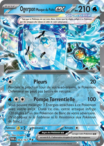 Carte Pokémon Ultra Rare Ogerpon Masque du Puits Terracristal EX Mascarade Crépusculaire EV6