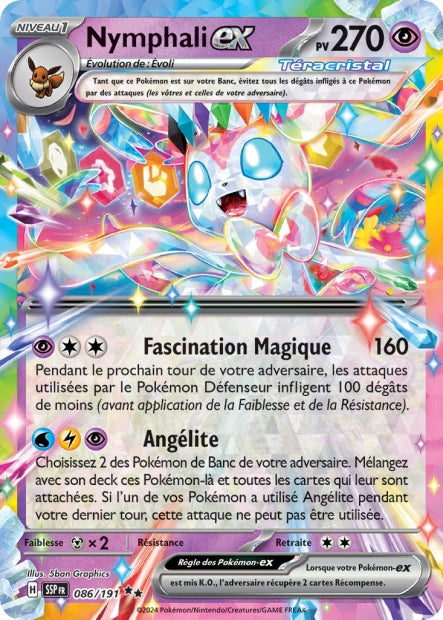 Carte Pokémon Ultra Rare Etincelles Déferlantes EV8 - Téracristal EX Nymphali 086/191