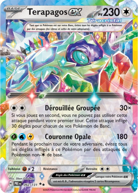 Carte Pokémon Ultra Rare Évolutions Prismatiques EV8.5 Terapagos EX 092/131