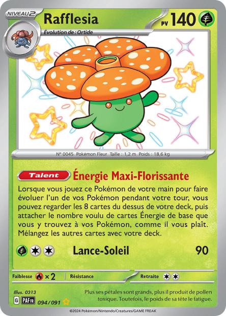 Carte Pokémon Ultra Rare shiny Rafflésia 94/91