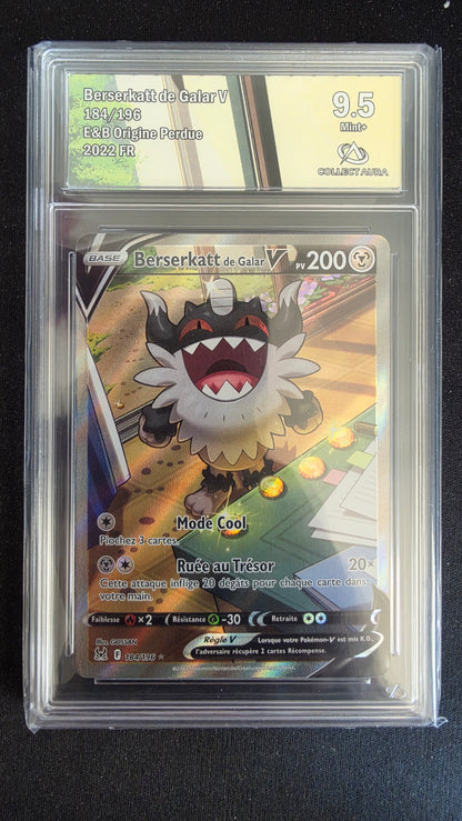 Carte Pokémon Gradée Collect Aura Berserkatt de Galar V 9.5 184/196 - face