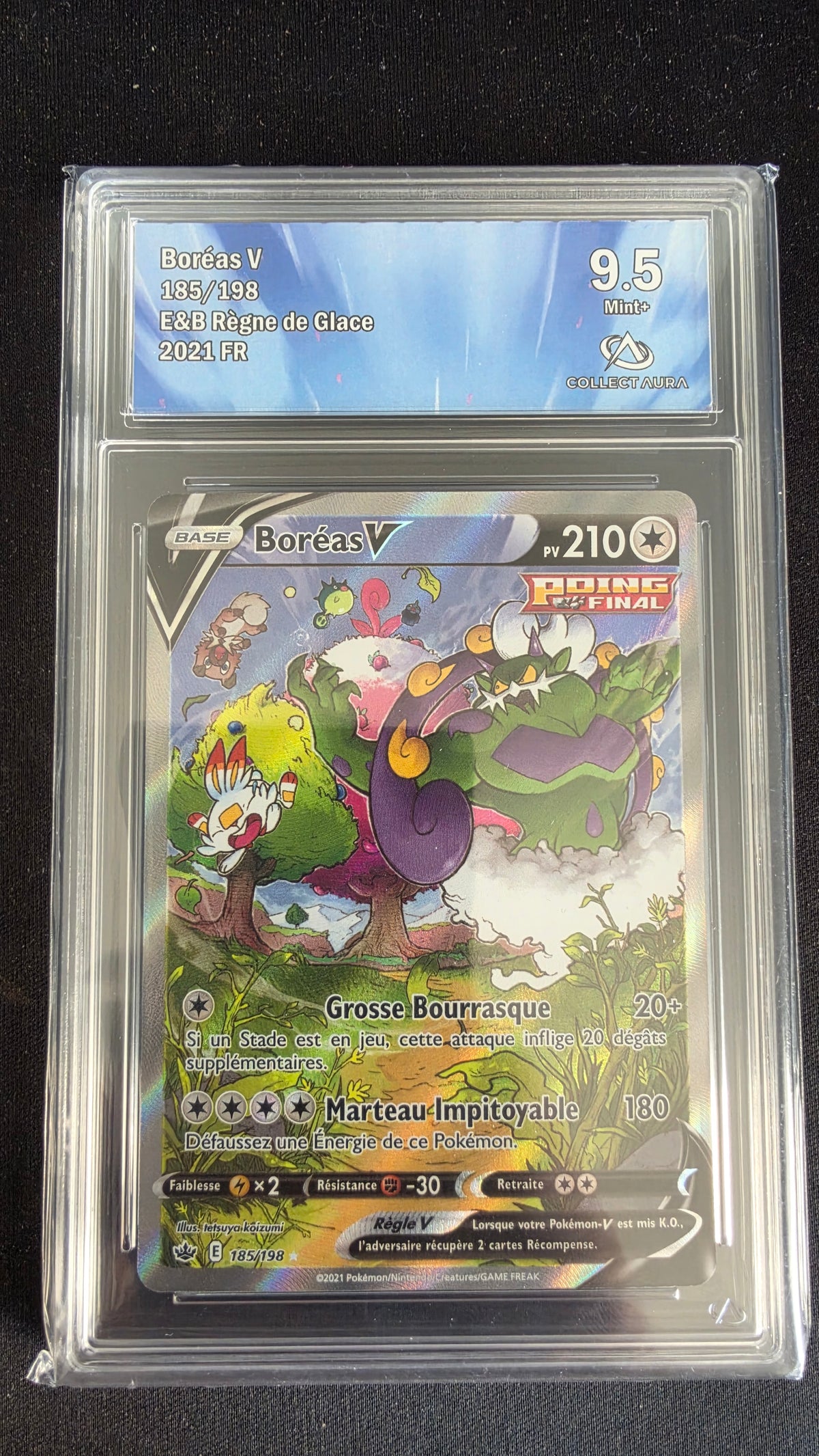 Carte Pokémon Gradée Collect Aura Boréas V 9.5 185/198 - face