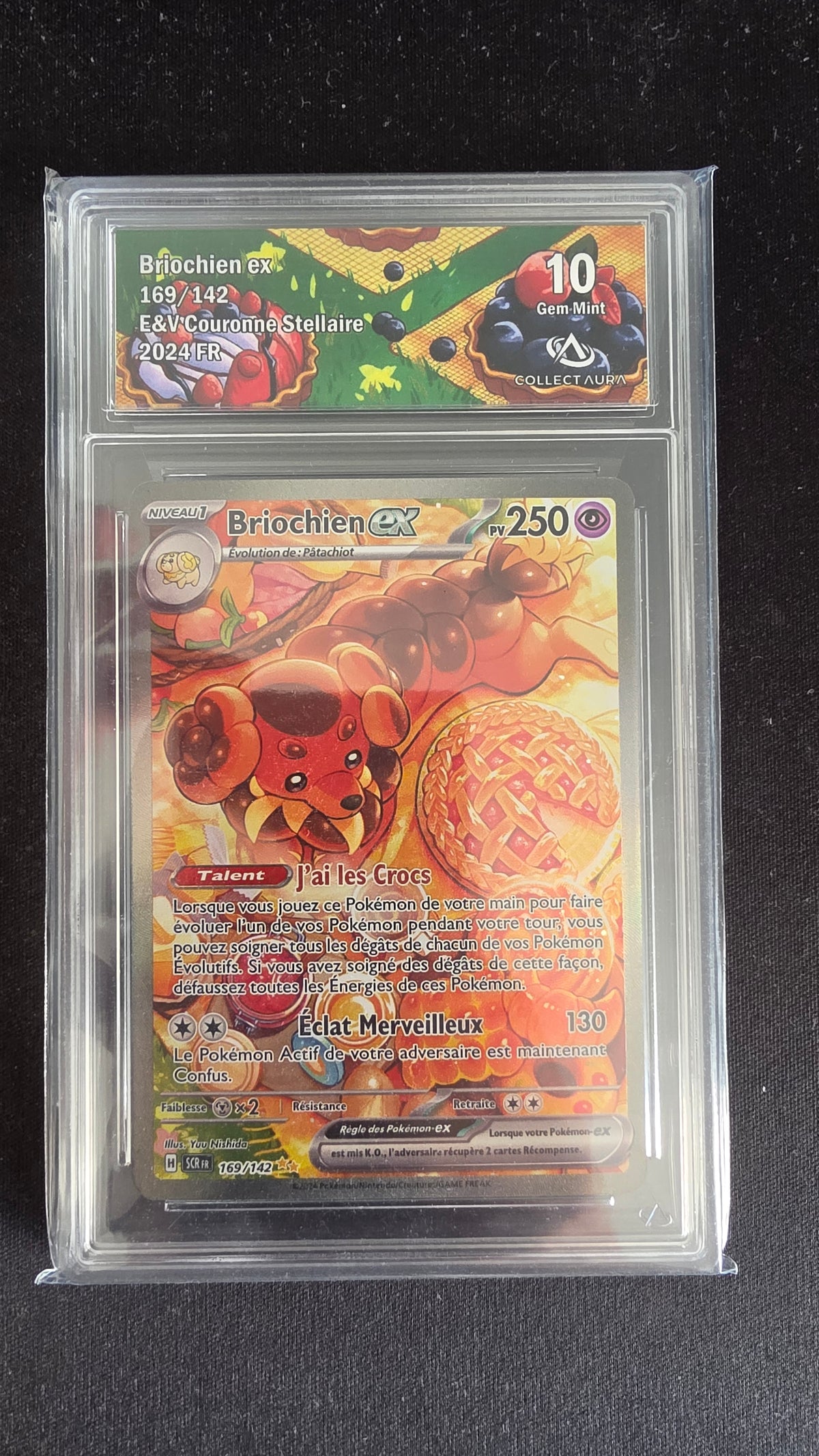 Carte Pokémon Gradée Collect Aura Briochien ex 10 169/142 - face