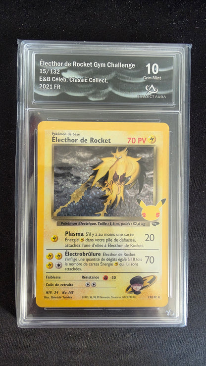 Carte Pokémon Gradée Collect Aura Électhor de Rocket 10 15/122 - face