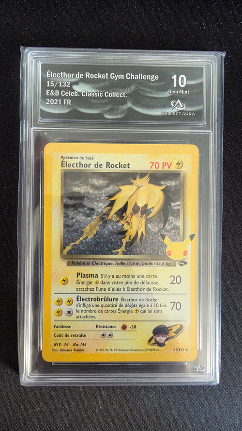 Carte Pokémon Gradée Collect Aura Électhor de Rocket 10 15/122 n°262466917