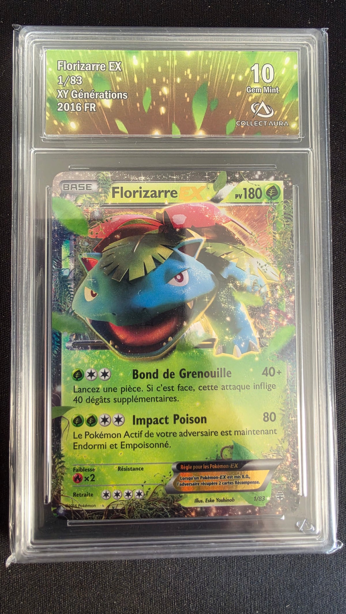 Carte Pokémon Gradée Collect Aura Florizarre EX 10 1/83 - arrière