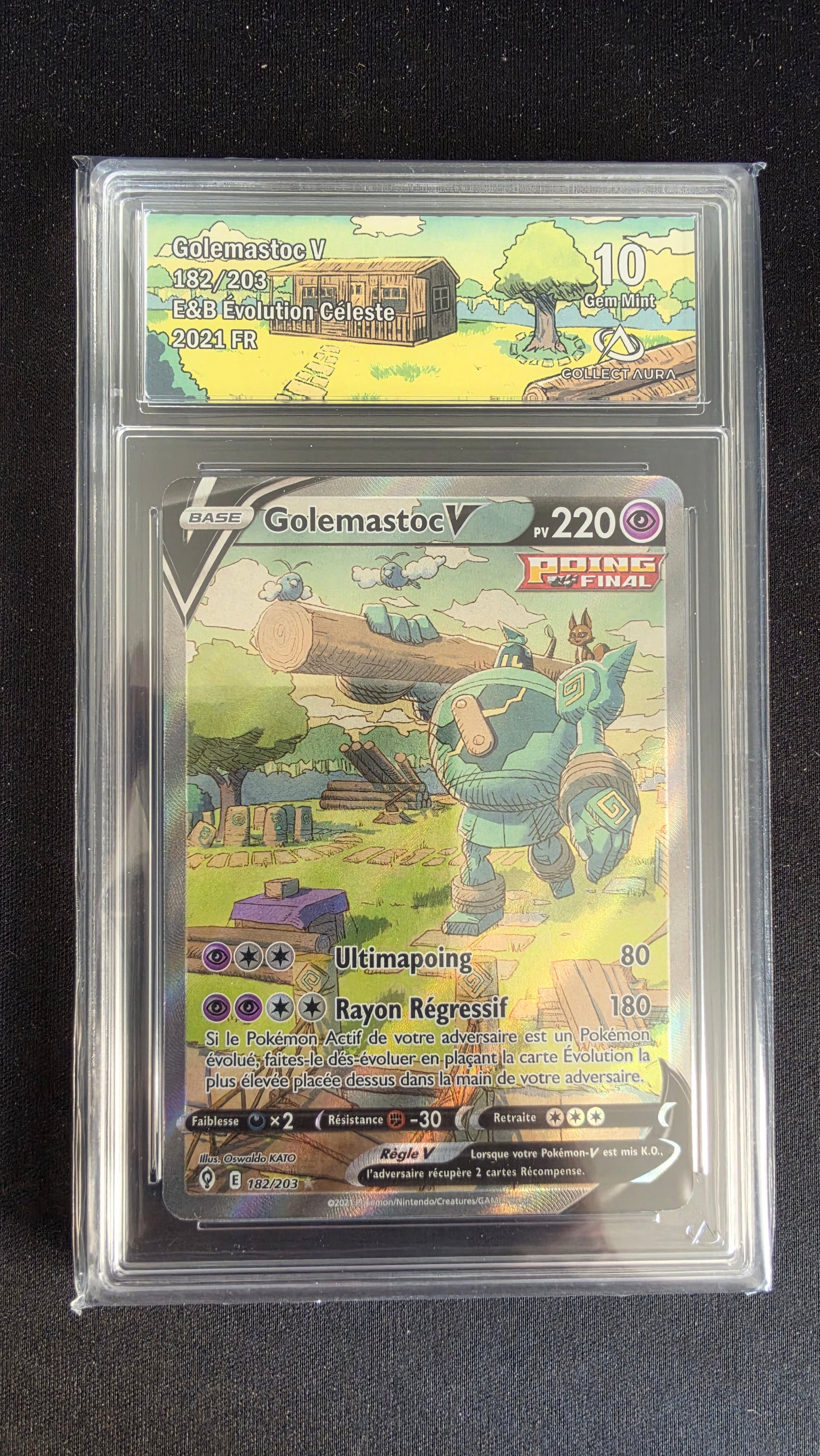 Carte Pokémon Gradée Collect Aura Golemastoc V 10 182/203 - face
