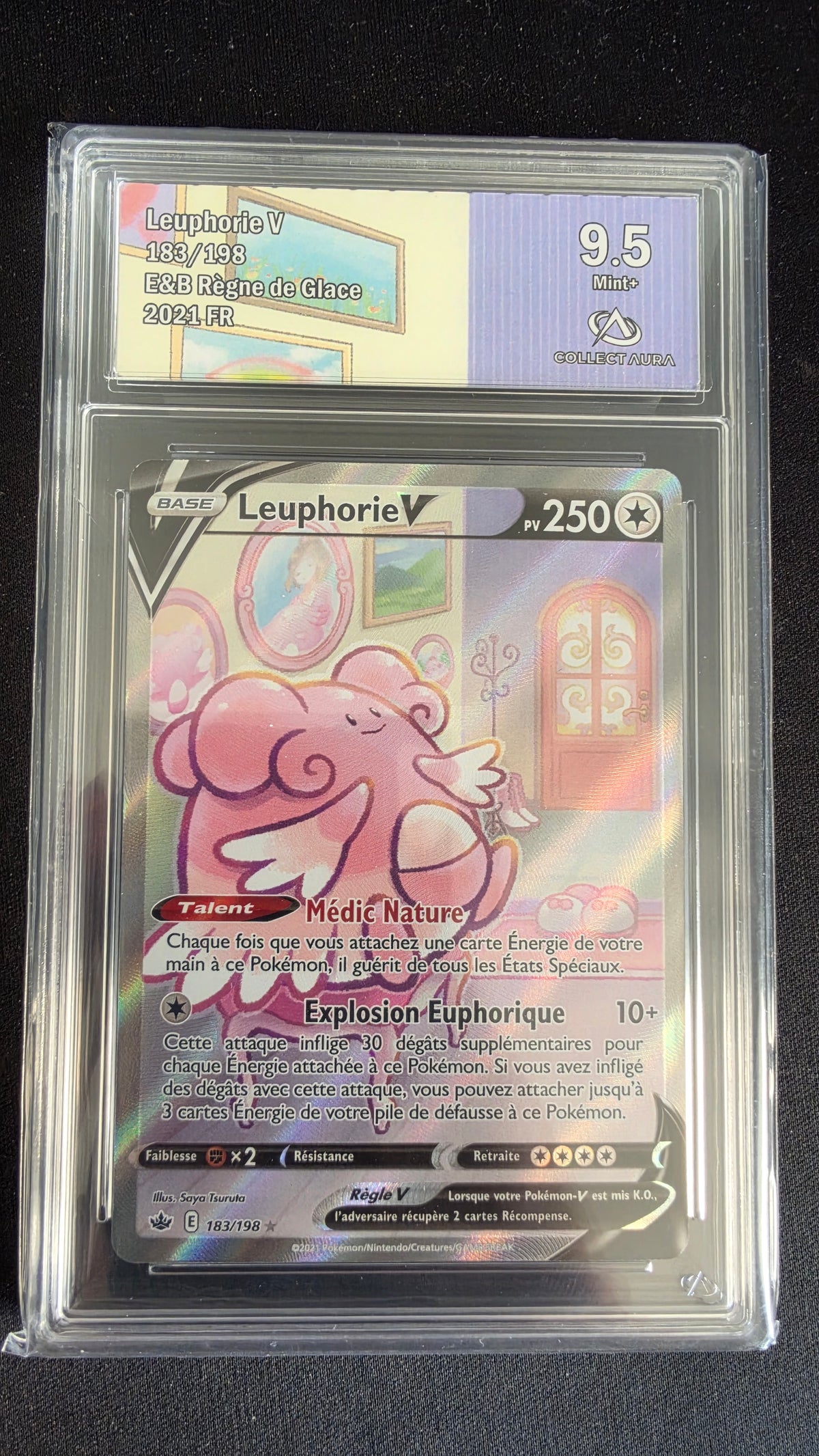 Carte Pokémon Gradée Collect Aura Leuphorie V 9.5 183/198 - face