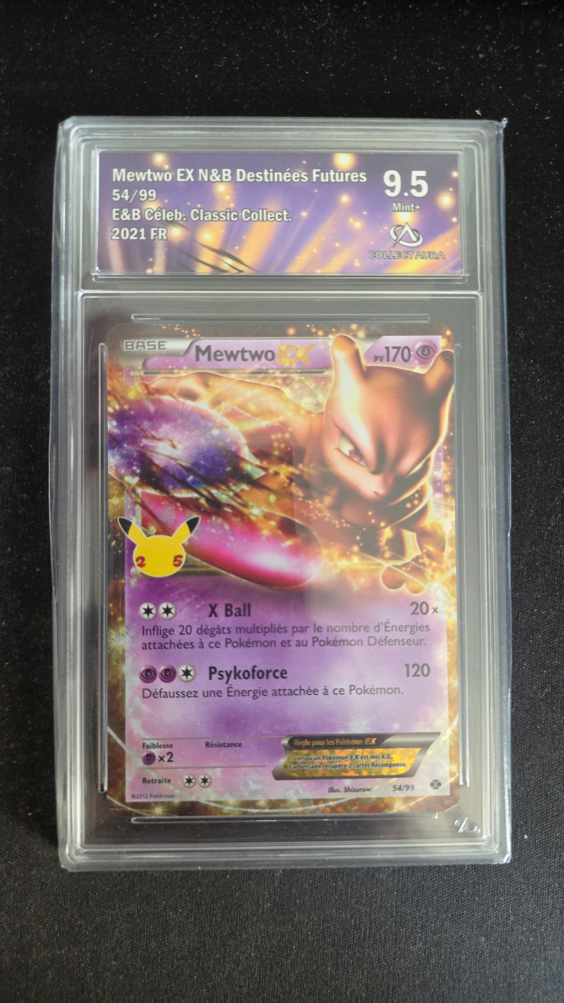 Carte Pokémon Gradée Collect Aura Mewtwo EX 9.5 54/99 - face